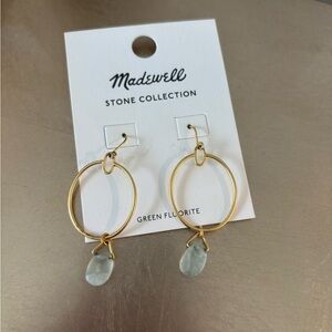 Madewell Gold and Green Hoop Earrings with Stone Accents